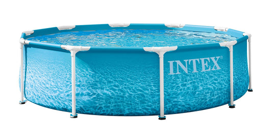 حمام سباحة بإطار معدني بتصميم شاطئي 3.05 متر × 76 سم إنتكس | Intex Beachside Metal Frame Pool 3.05m x 76cm INT28206