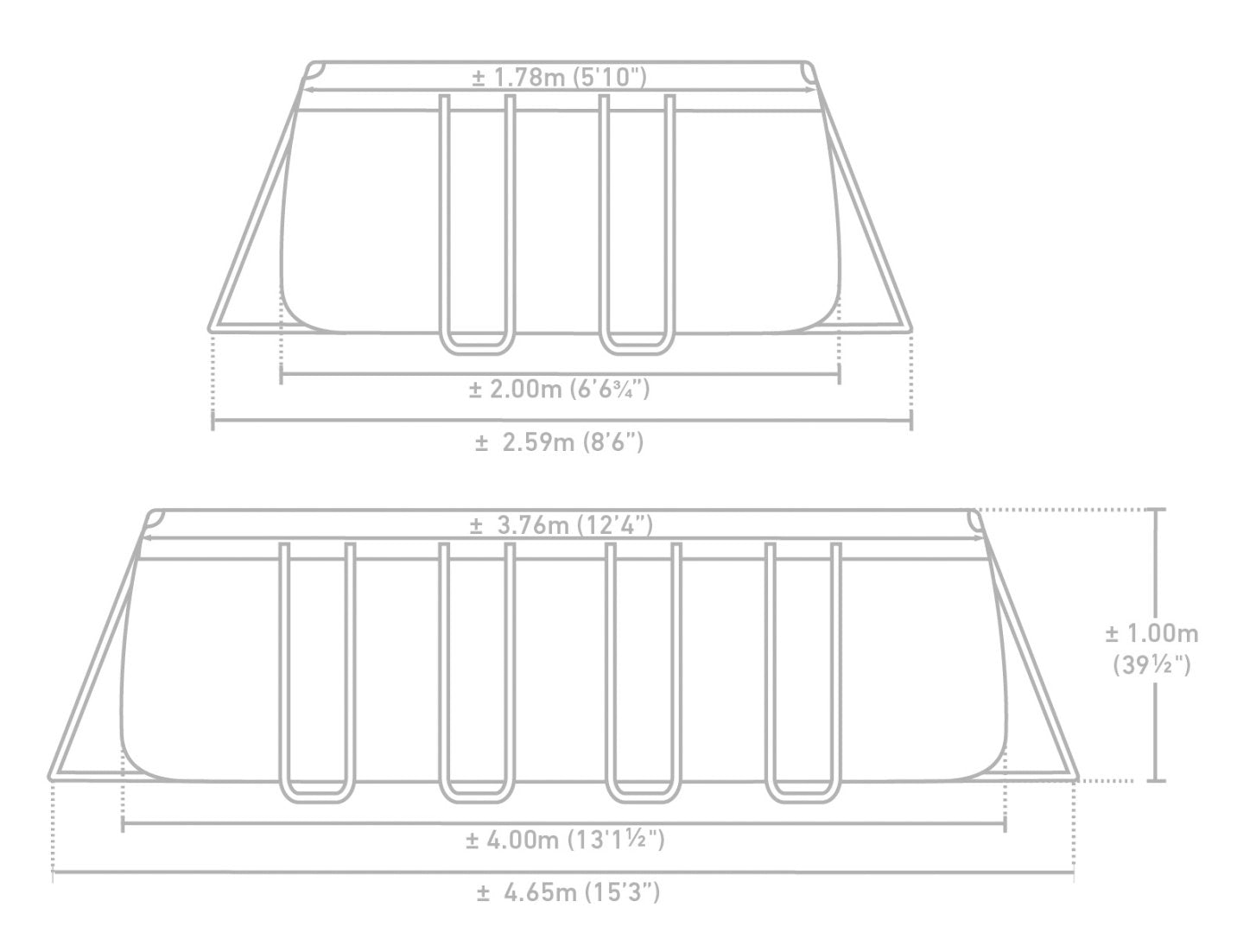 مجموعة حمام سباحة مستطيل بإطار بريزم 4 × 2 × 1 متر إنتكس | Intex Prism Frame Rectangular Pool Set 4m x 2m x 1m INT26788