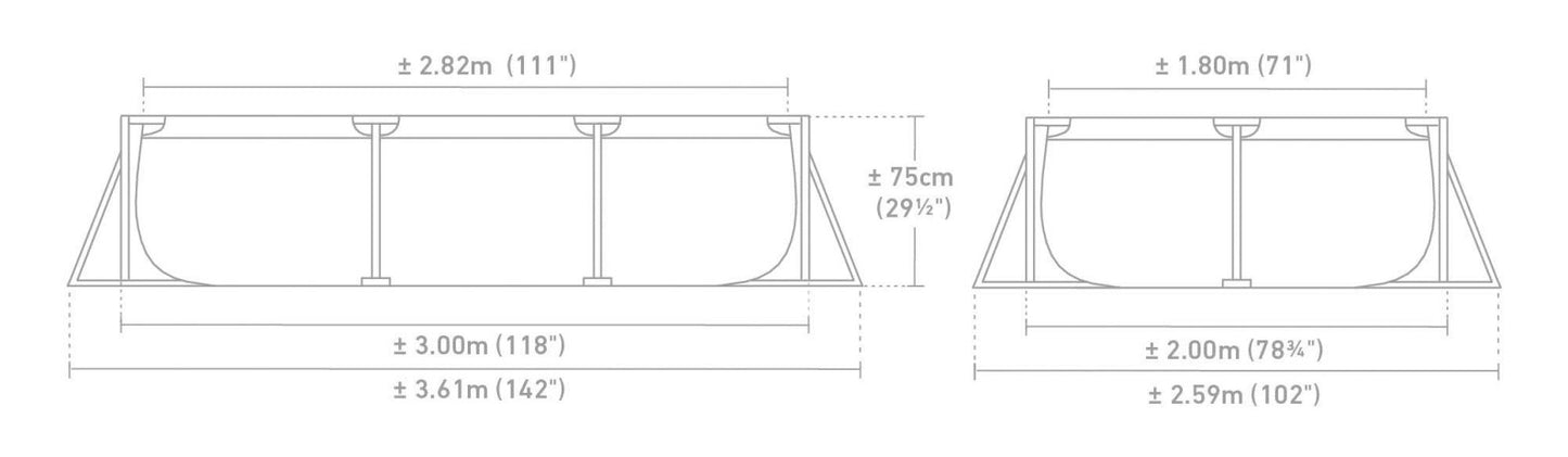حمام سباحة مستطيل بإطار معدني 3.0 × 2.0 × 0.75 متر إنتكس | Intex Rectangular Frame Pool 3.0 x 2.0 x 0.75m INT28272