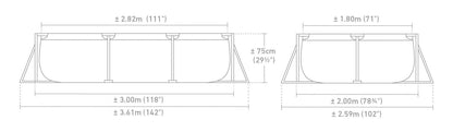 حمام سباحة مستطيل بإطار معدني 3.0 × 2.0 × 0.75 متر إنتكس | Intex Rectangular Frame Pool 3.0 x 2.0 x 0.75m INT28272