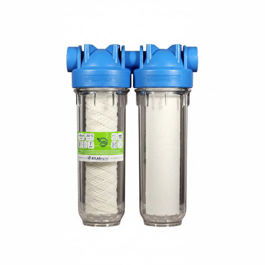 فلتر مياه Atlas إيطالي مرحلتين سن نحاس 10 بوصة | Atlas Italy 2-Stage Brass Water Filter 10 Inch