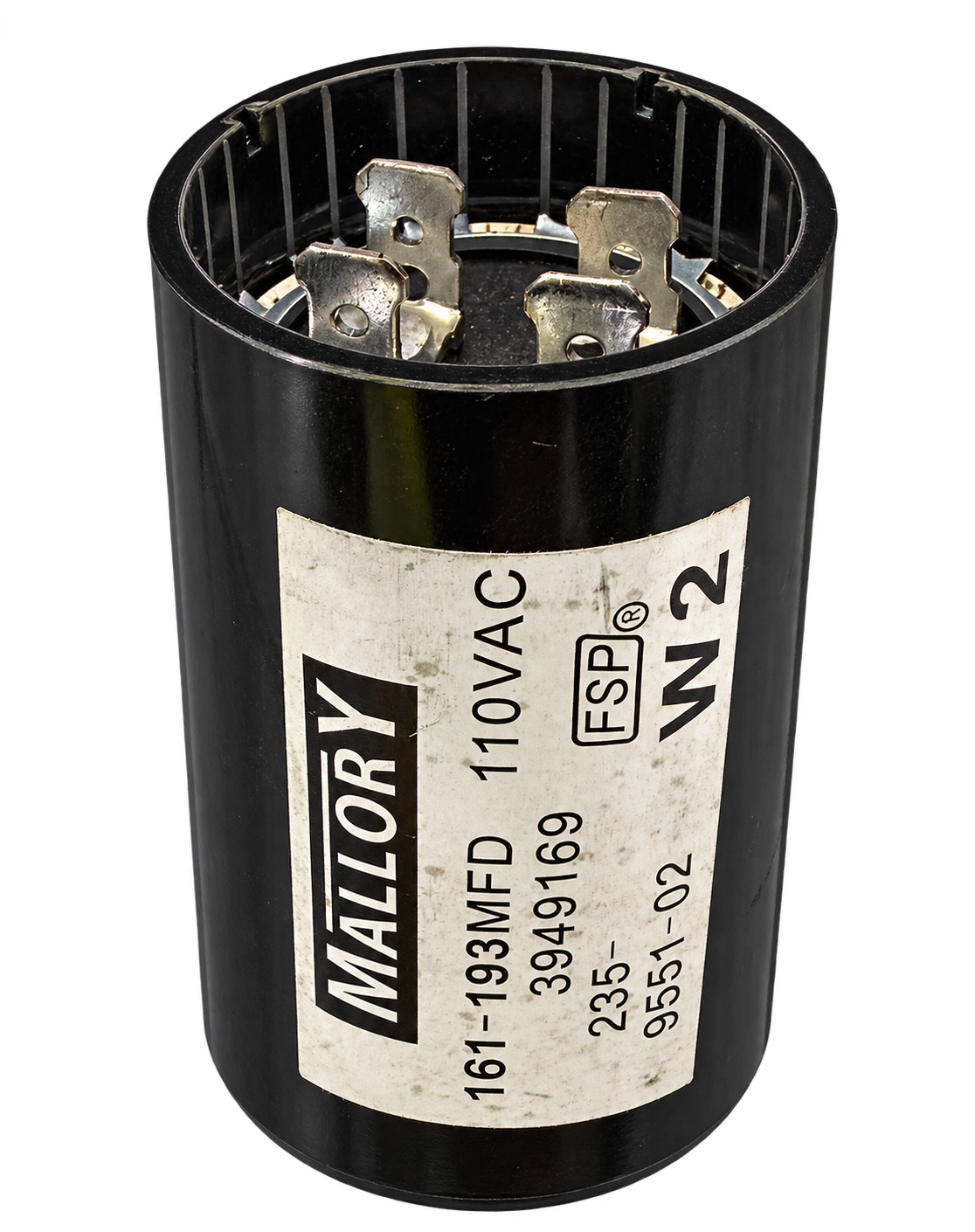 Mallory 161-193 MFD 110VAC motor start capacitor