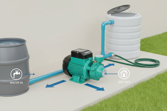 مضخة شيمغ QB60 L1 بقدرة نصف حصان و220 فولت مع مروحة صغيرة، مناسبة لتعزيز ضغط المياه ونقل المياه النظيفة للاستخدامات المنزلية والزراعية الخفيفة.