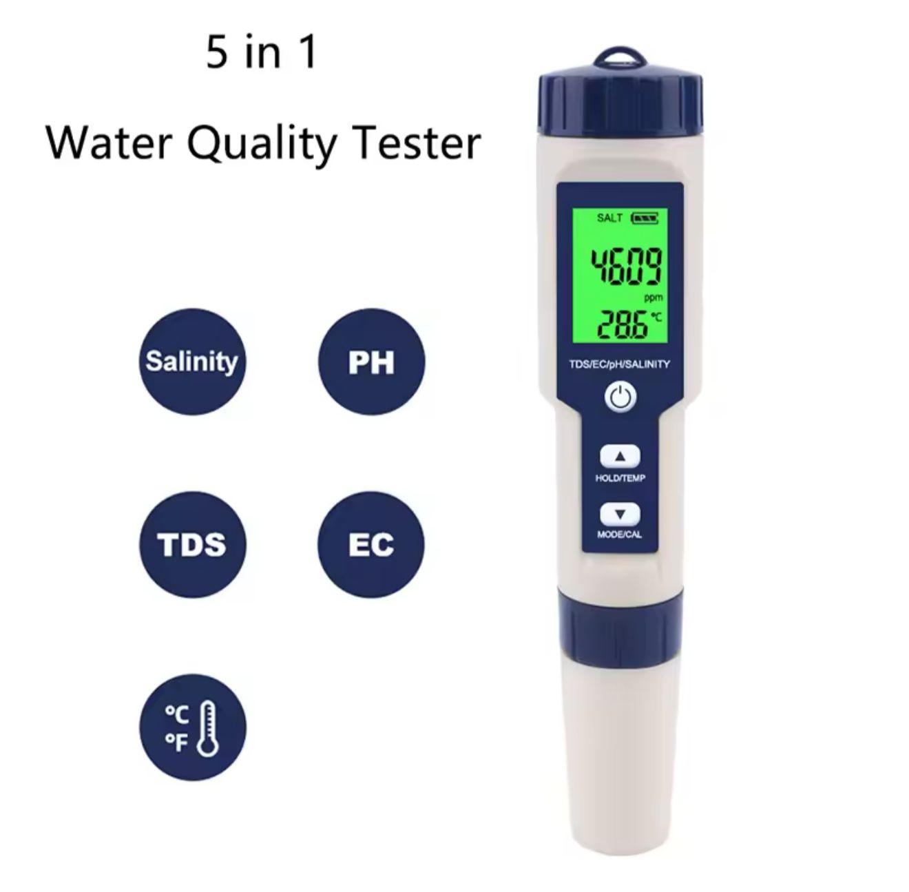 جهاز اختبار جودة المياة TDS+PH+EC+Salinitywater-quality-meter-tds-ph-ec-salinity